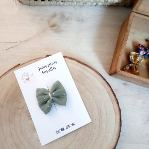 Barrette, double gaze kaki pois dorés