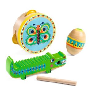 Set de percussions : tambourin, maracas, guiro – Djeco 2022