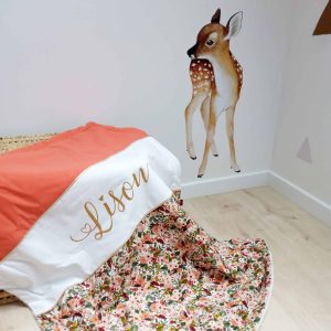 Couverture, garden party, uni corail et blanc