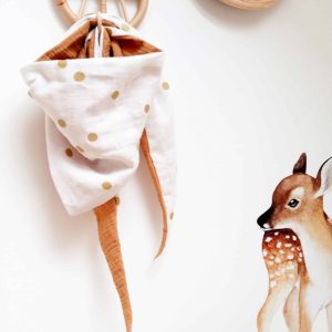 Chèche, Double gaze blanc a gros pois doré et camel