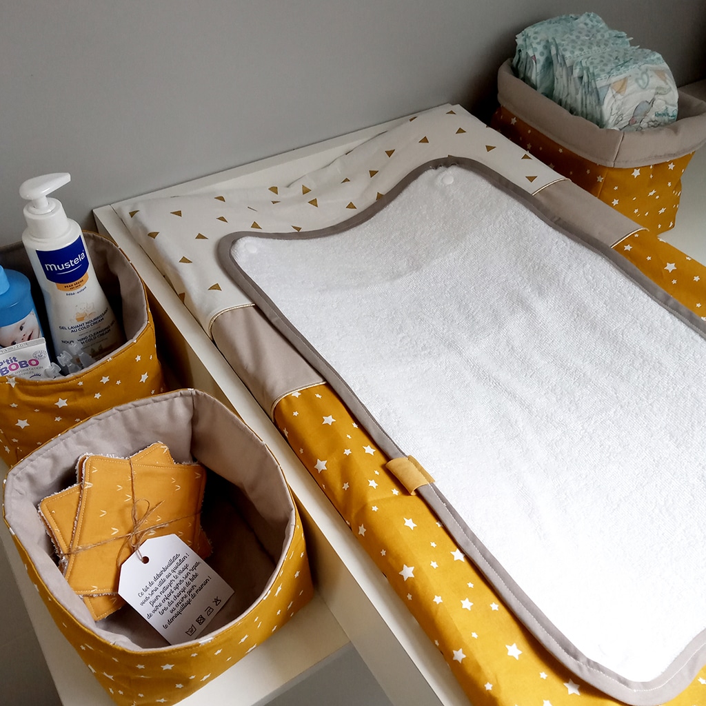 Housse de matelas à langer, étoilé moutarde – Image 2