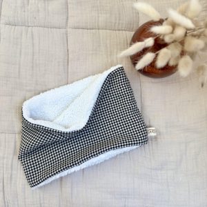Tour de cou, coton petit vichy noir