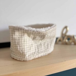 Tour de cou, double gaze quadrillée fond écru