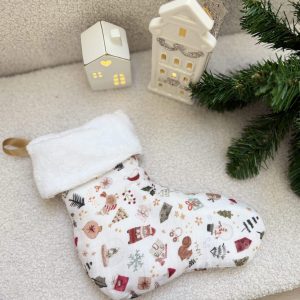 Chaussette de Noël, double gaze mini Noël