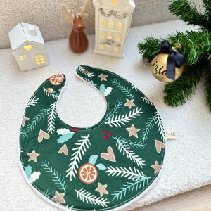 Bavoir rond, écorce d&rsquo;orange fond vert