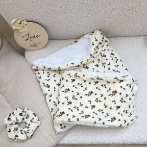 Tour de cou, double gaze baies fond crème