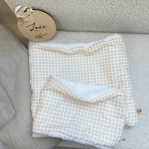 Tour de cou, coton carreaux blanc et beige