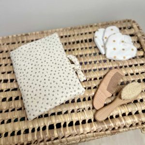 Protège carnet de santé, gaze de coton feuille vintage