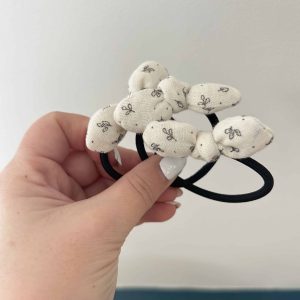 Elastique, double gaze fleuri vintage fond écru