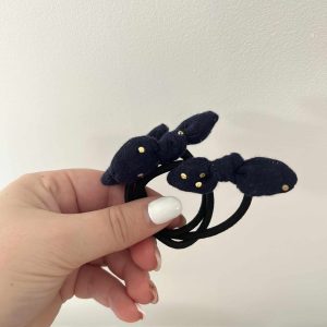 Elastique, double gaze bleue marine pois dorés