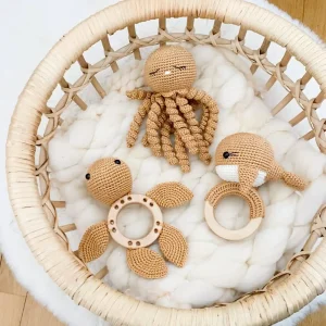 Coffret Cadeau 3 Hochets Animaux de la Mer