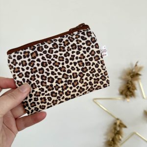 Porte monnaie / porte carte, coton léopard