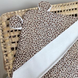 Cape de bain, coton motif léopard