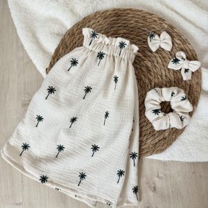 Jupette, double gaze crème et palmier kaki