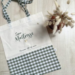 Tote bag, vichy kaki