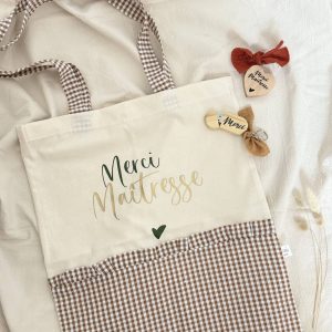 Tote bag, mini vichy gauffré camel