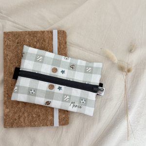 Trousse plate élastiquée, coton ballons