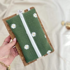 Trousse plate élastiquée, double gaze marguerites