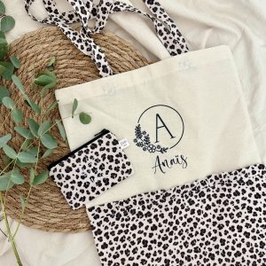 Tote bag, double gaze motifs léopard