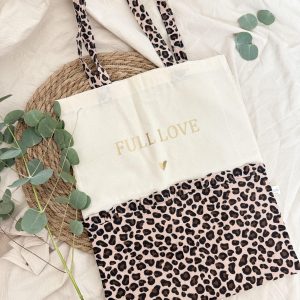 Tote bag, double gaze léo fond nude