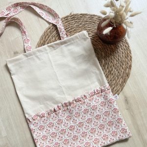 Tote bag, fleuri indien rose