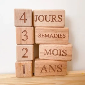 Cubes Souvenirs en Bois Naturel 3 pièces