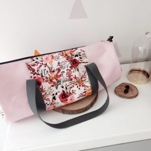 Sac polochon, simili rose et fleurs d&rsquo;automne