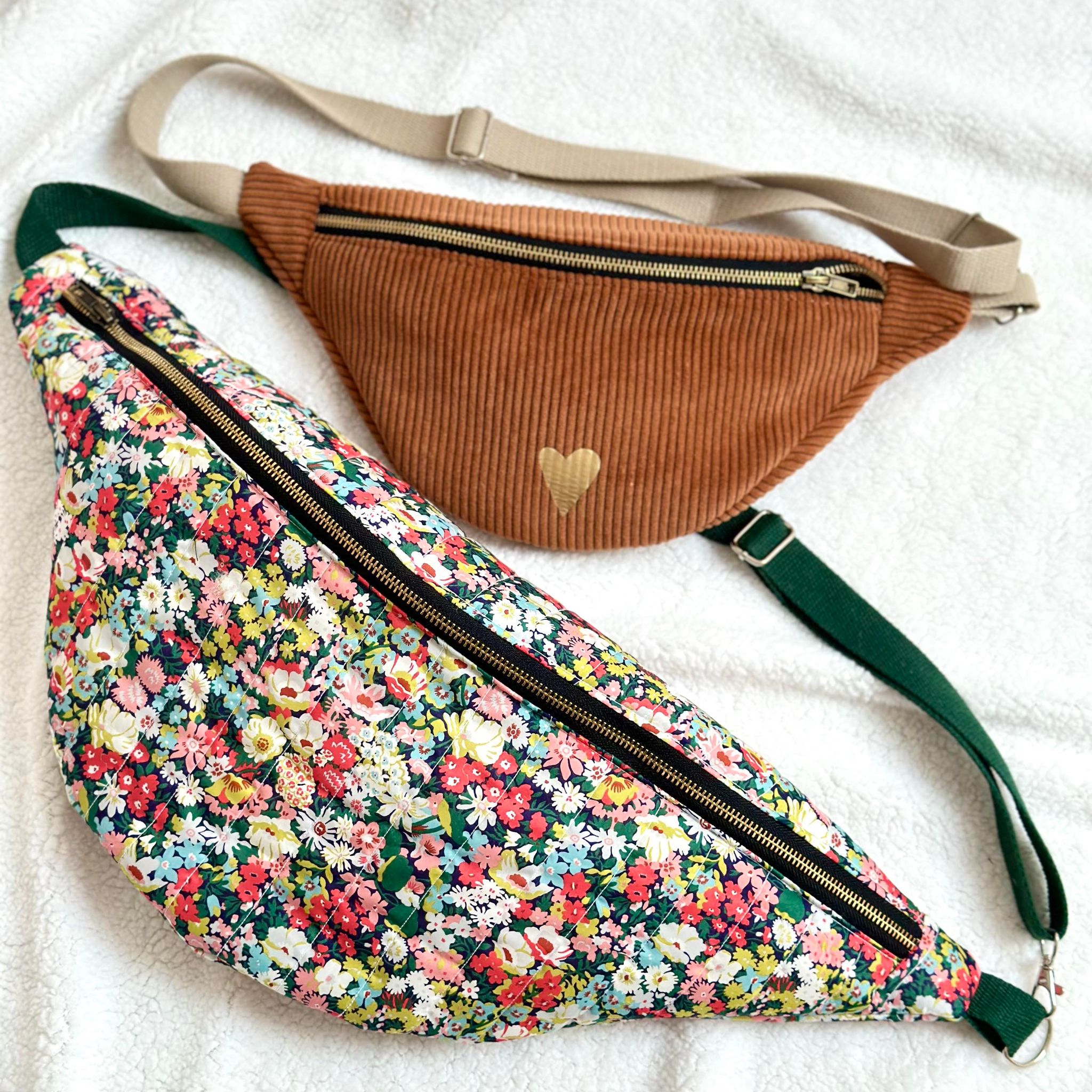 Sac banane, velours côtelé camel et coton motifs léopards – Image 9