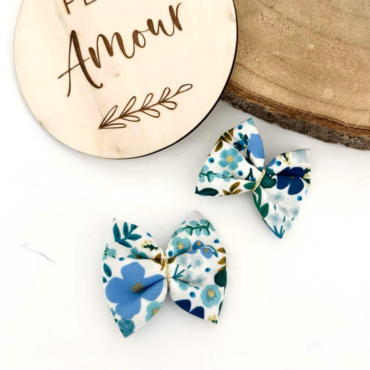 Barrette, Fleuri bleu et doré – Image 2