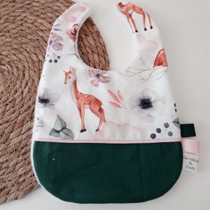 Bavoir, faons et montgolfières uni sapin