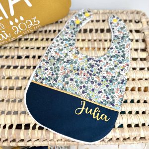 Bavoir, liberty wiltshire olivier et uni marine