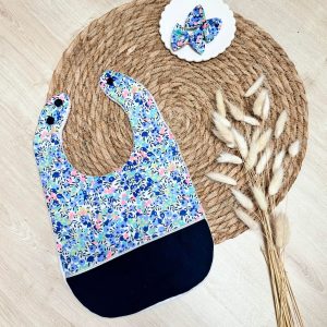 Bavoir, liberty wiltshire fluo et uni marine