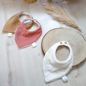 Bavouille, double gaze beige à pois dorés