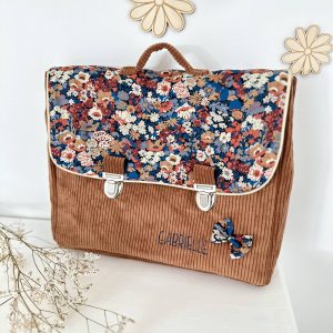 Cartable, velours côtelé écureuil et liberty thorpe