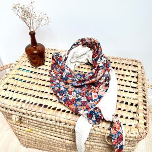 Chèche, Liberty thorpe burnt et double gaze écru