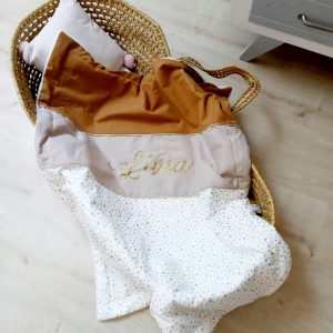 Couverture, étoiles dorées, camel et ficelle