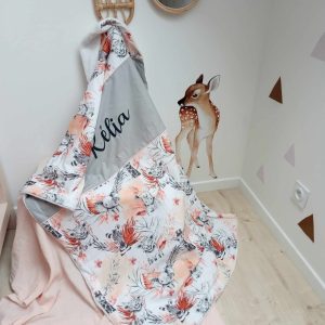 Couverture, jungle terracota et uni gris