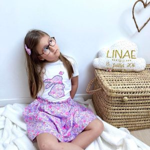 Ensemble Jupette et tee shirt lapin, Liberty betsy neon