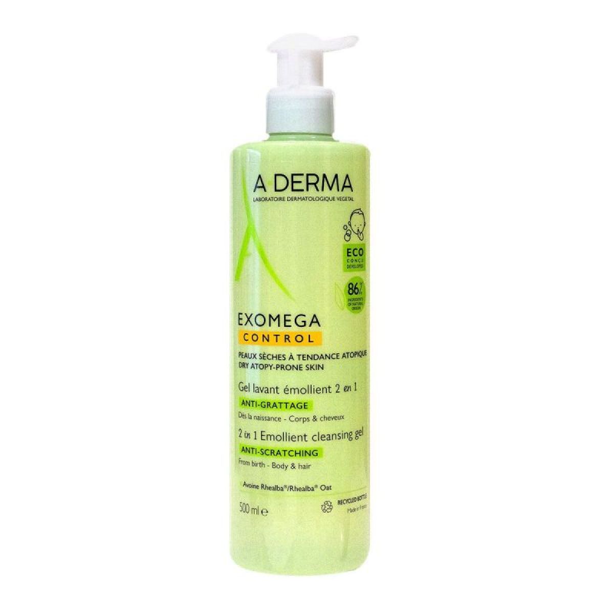 A-Derma — Exomega Control Gel lavant Émollient Anti-Grattage