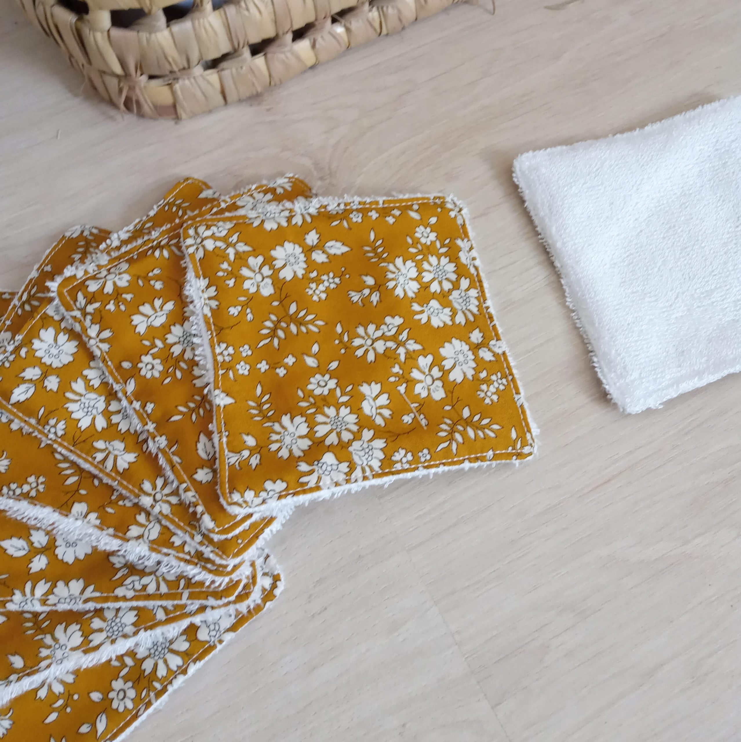 Lingettes lavables, Liberty Capel moutarde x5 – Image 2