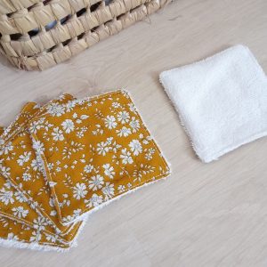 Lingettes lavables, Liberty Capel moutarde x5