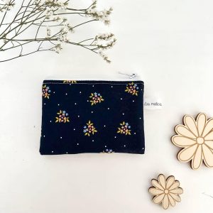 Porte monnaie / porte carte, fleuri marine