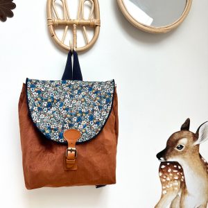 Sac à dos, velours ras camel et liberty
