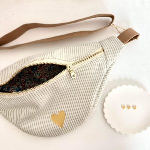Sac banane, velours beige et liberty emma and georgina
