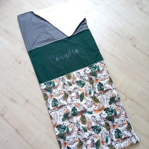 Sac de couchage, jungle et uni anthracite et vert sapin