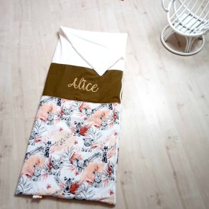 Sac de couchage, jungle terracota et uni crème et kaki