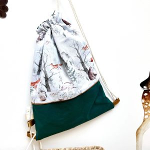 Sac pochon, forest et uni emeraude