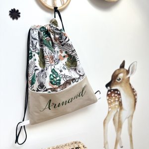 Sac pochon, jungle et coton uni ficelle