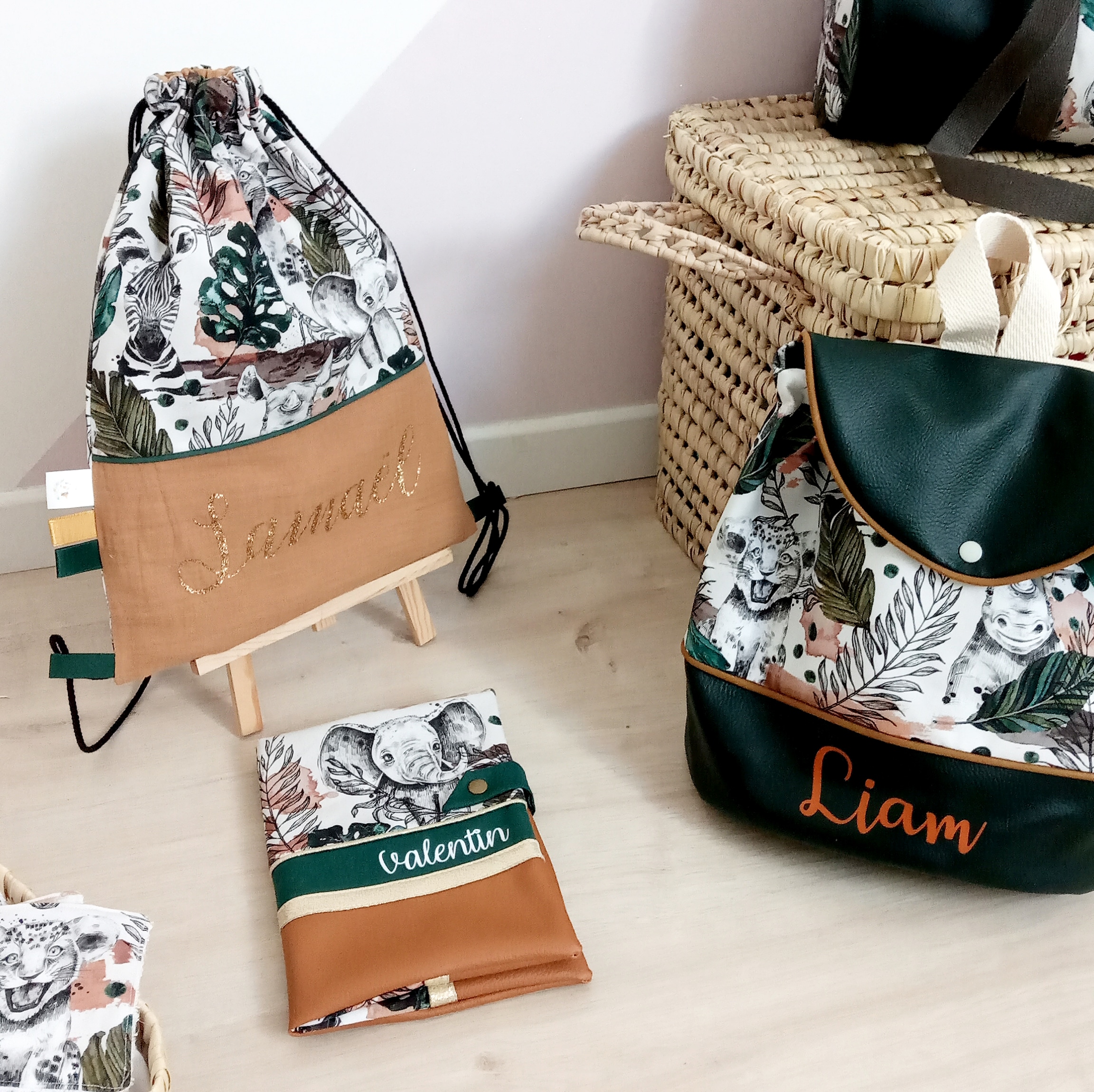 Sac pochon, jungle et double gaze camel – Image 2