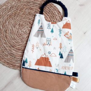 Serviette élastiquée, little adventure et uni camel